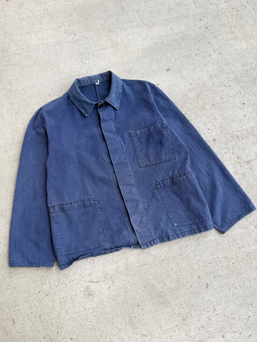 Vintage 60s 70s Faded Blue French Chore Jacket